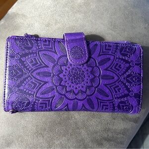 Purple Embossed Faux Leather Wallet